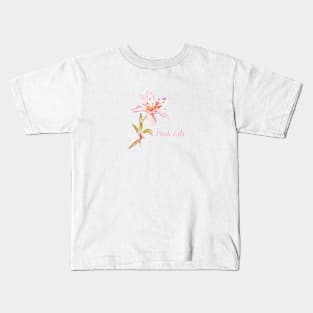 Watercolor Pink Lily Kids T-Shirt